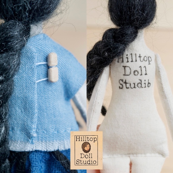 Mini Fabric Doll "Willow" Handcrafted Textile Cloth Heirloom Primitive Doll - Picture 9 of 10